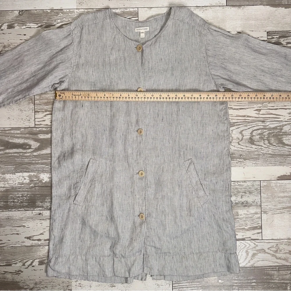 Eileen Fisher Organic Linen Button‎ Front Jacket Coat Women’s Medium